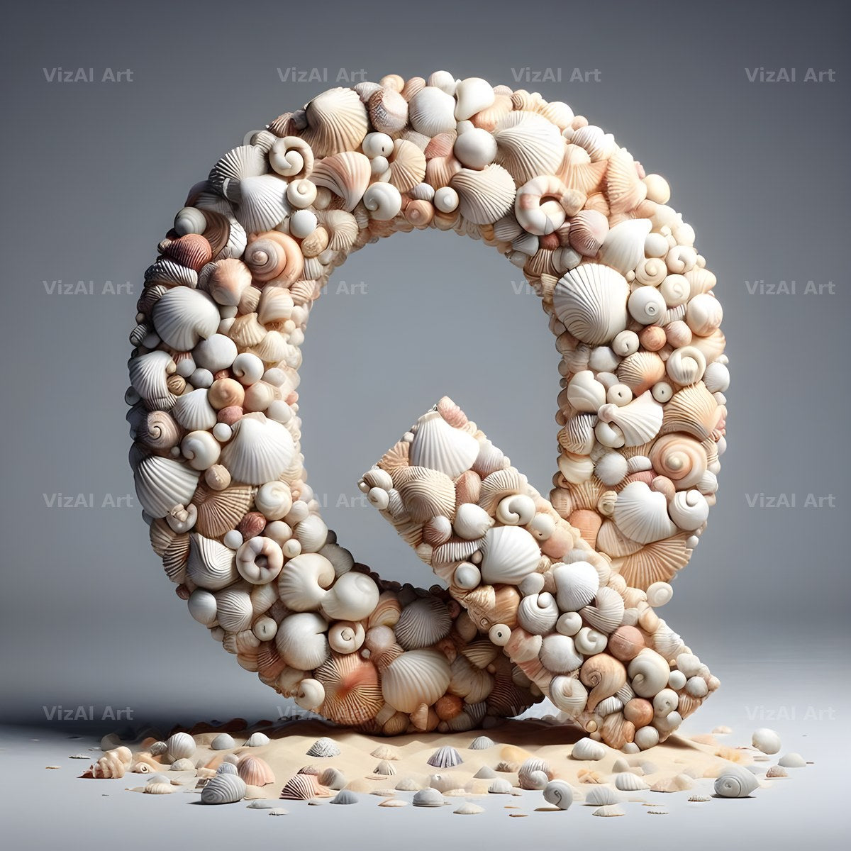 Seashell Beach Drift alphabet letter Q
