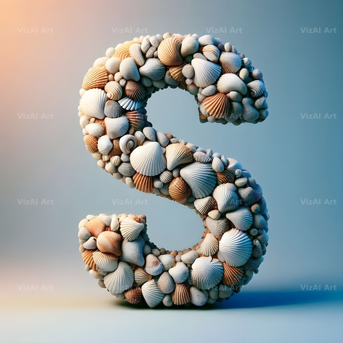 Seashell Beach Drift alphabet letter S