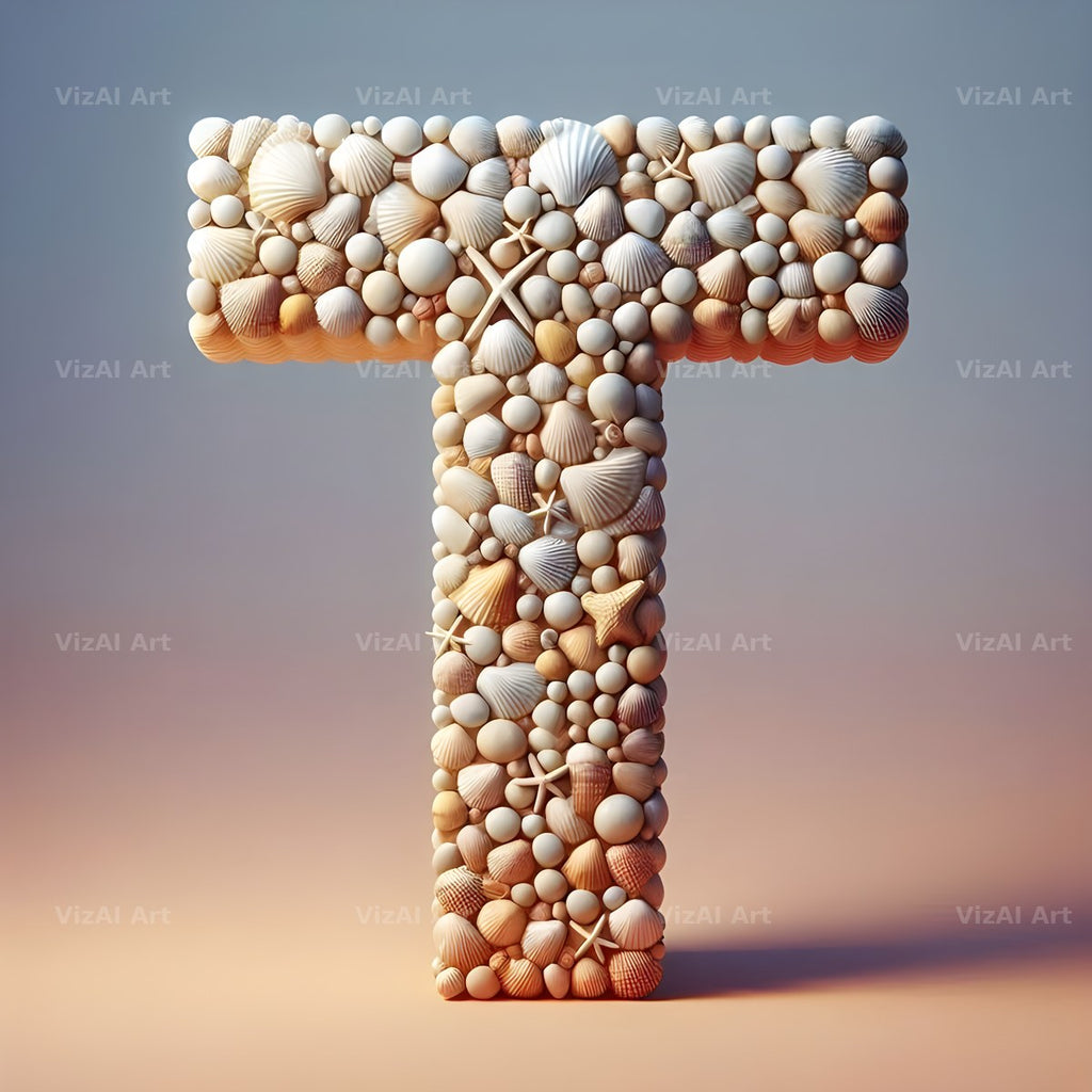 Seashell Beach Drift alphabet letter T