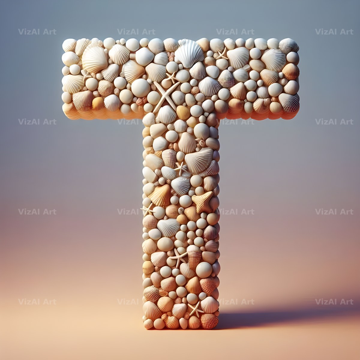 Seashell Beach Drift alphabet letter T