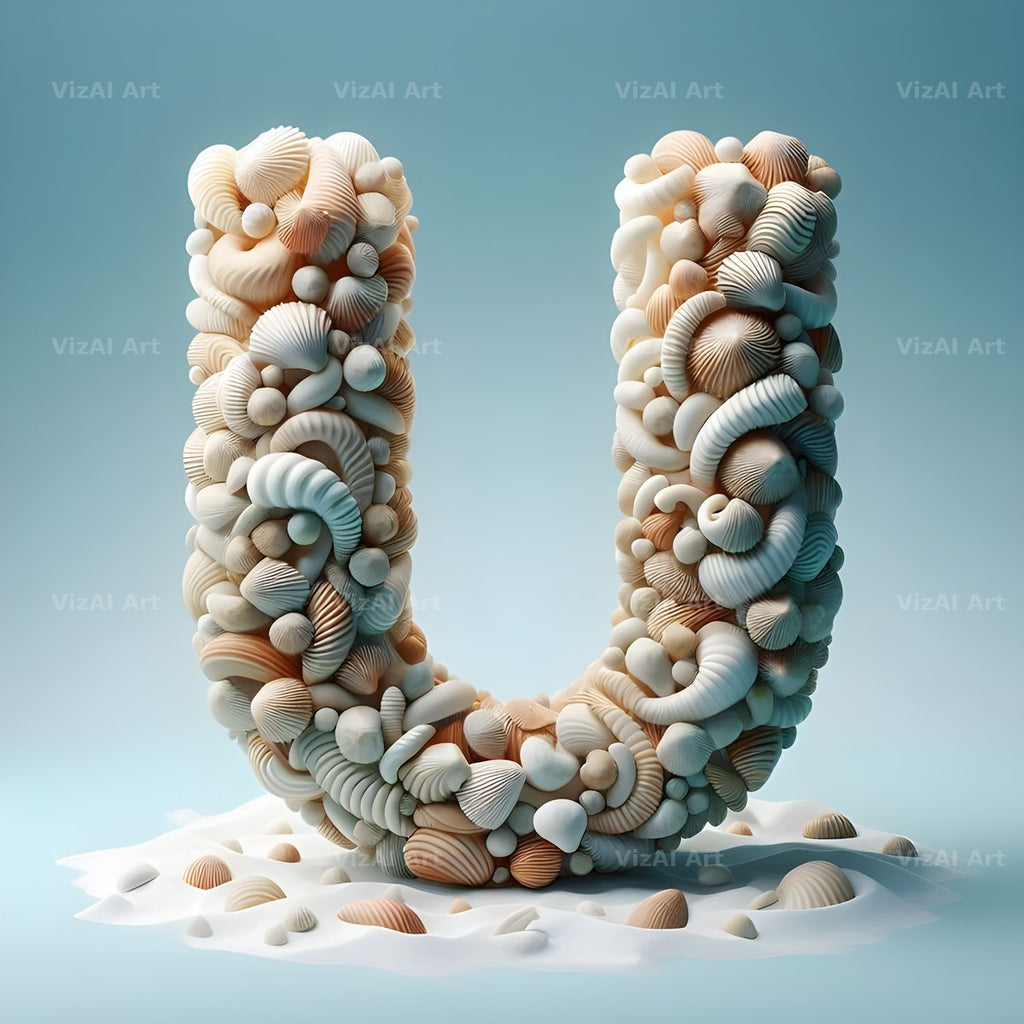 Seashell Beach Drift alphabet letter U