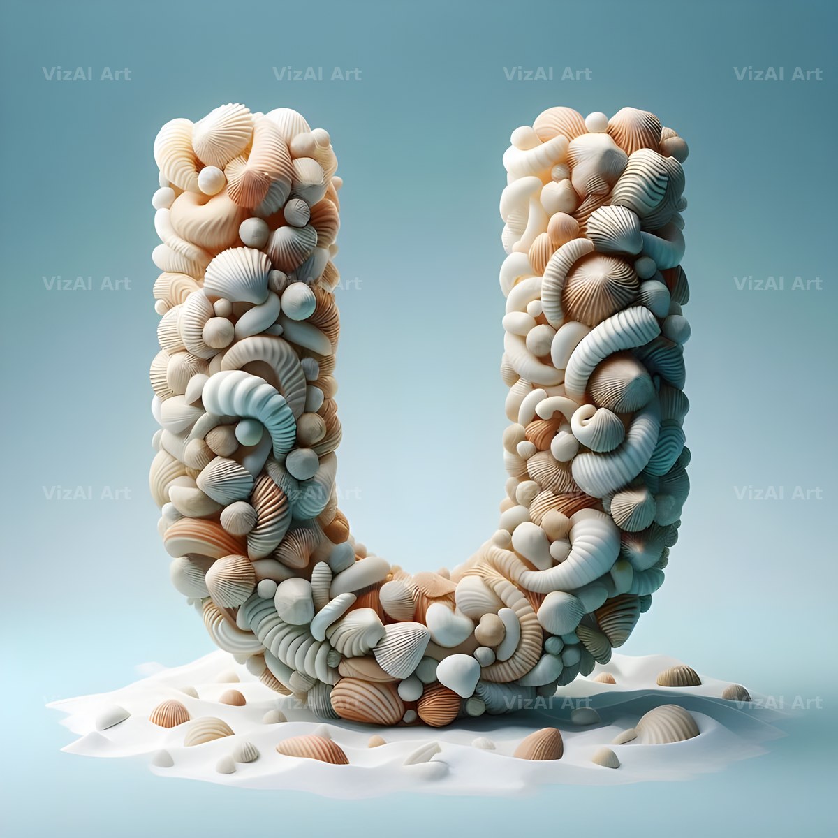 Seashell Beach Drift alphabet letter U