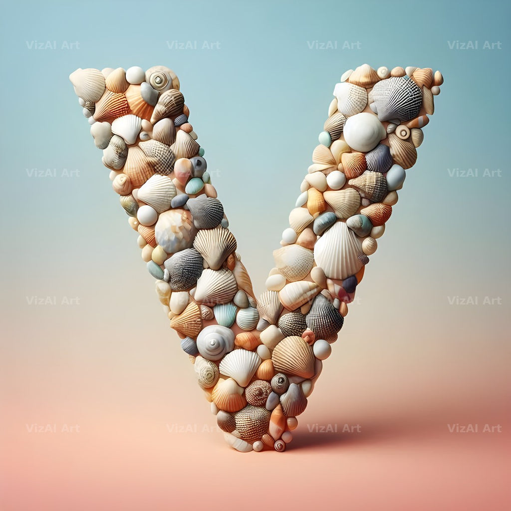 Seashell Beach Drift alphabet letter V