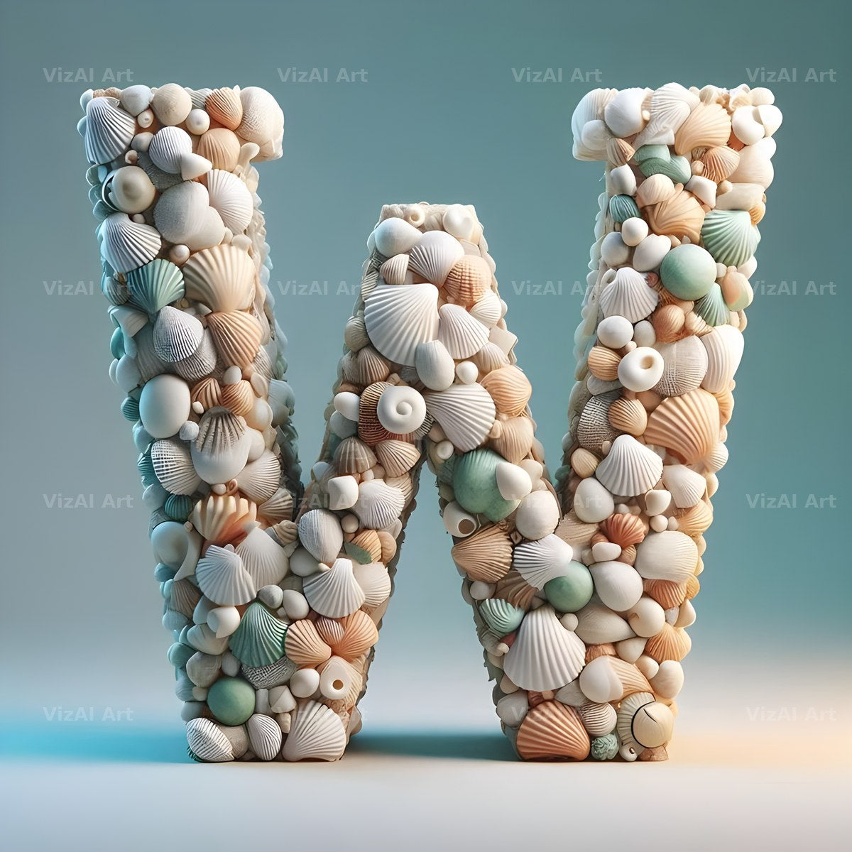 Seashell Beach Drift alphabet letter W