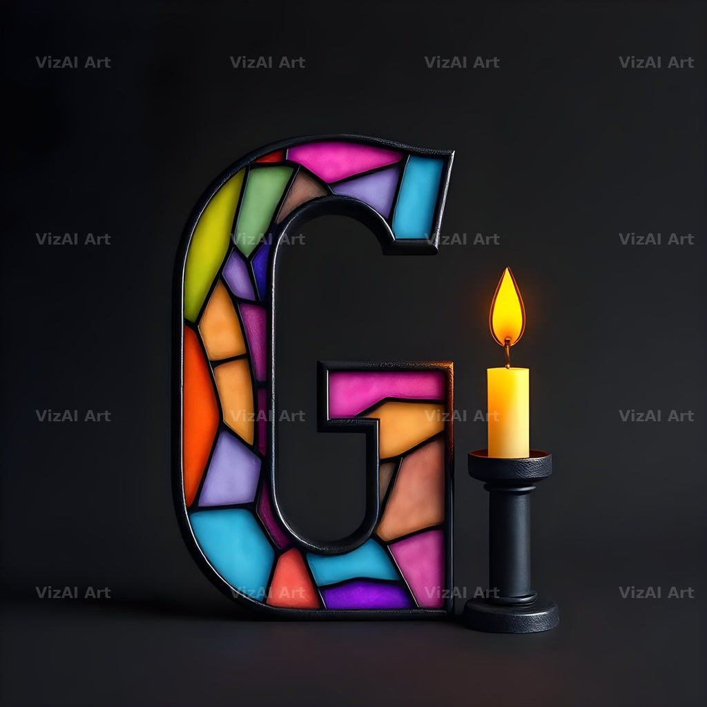 Stained Glass Candle alphabet letter G