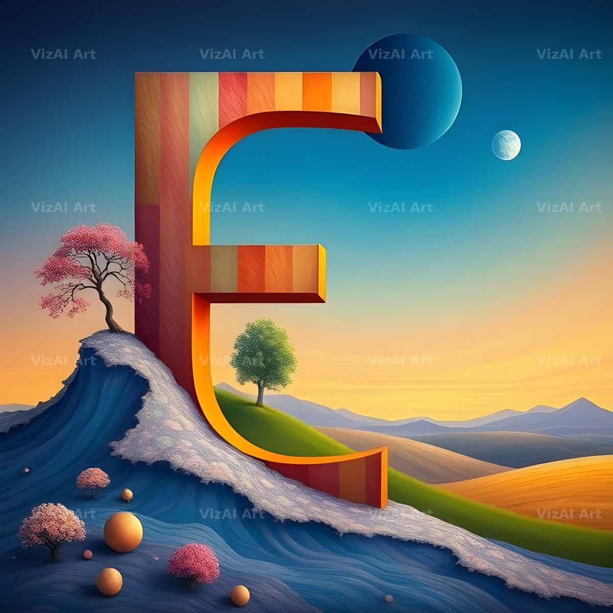 Surreal Dune Paint alphabet letter E