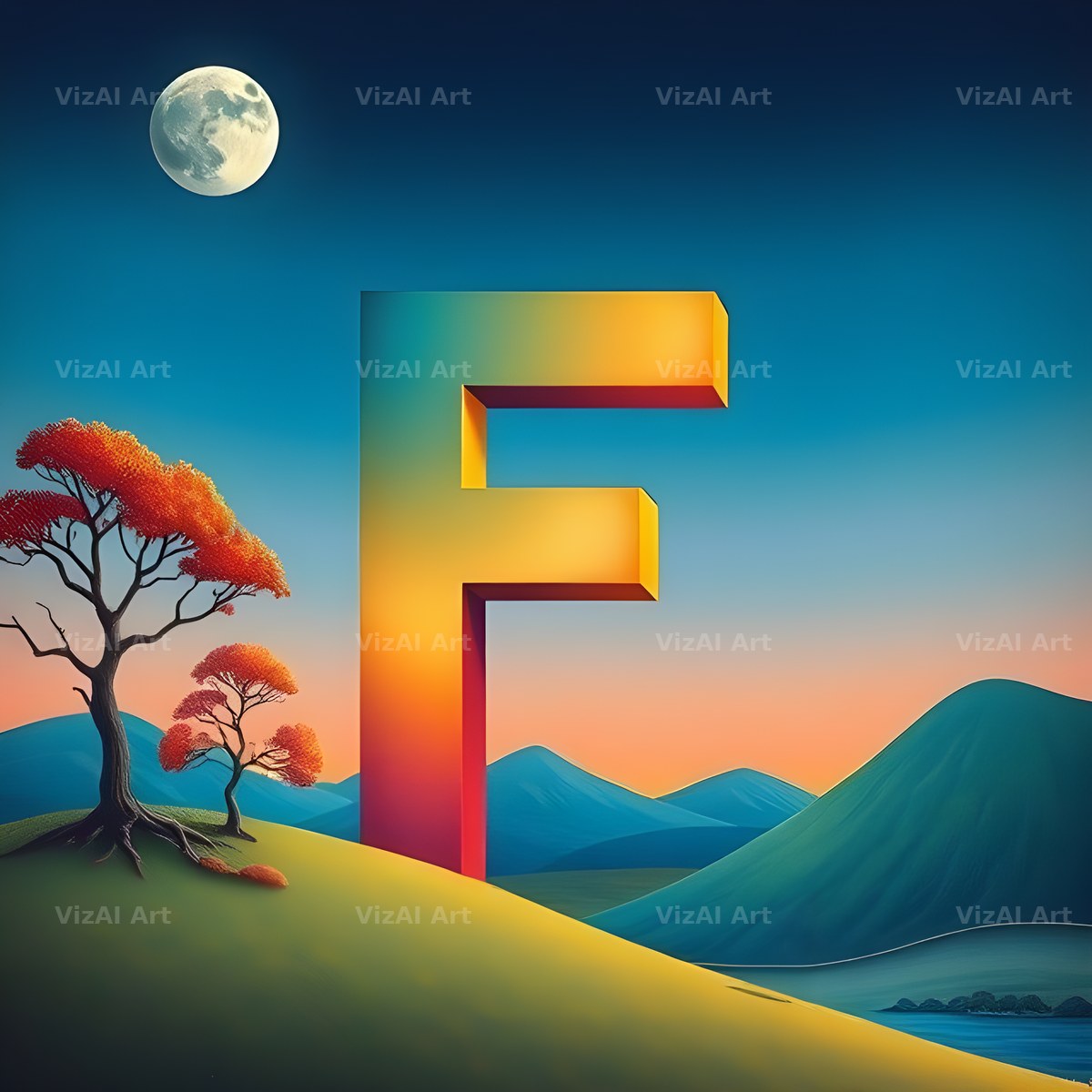 Surreal Dune Paint alphabet letter F