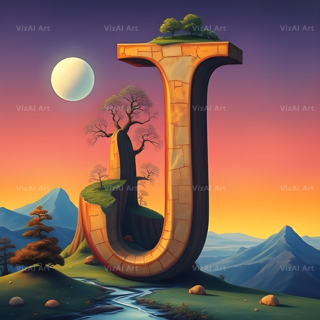 Surreal Dune Paint alphabet letter J