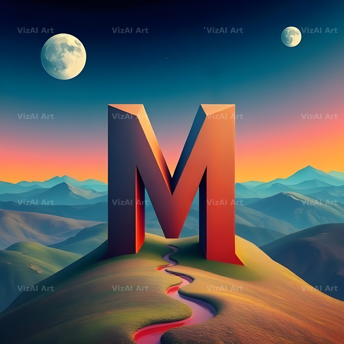 Surreal Dune Paint alphabet letter M