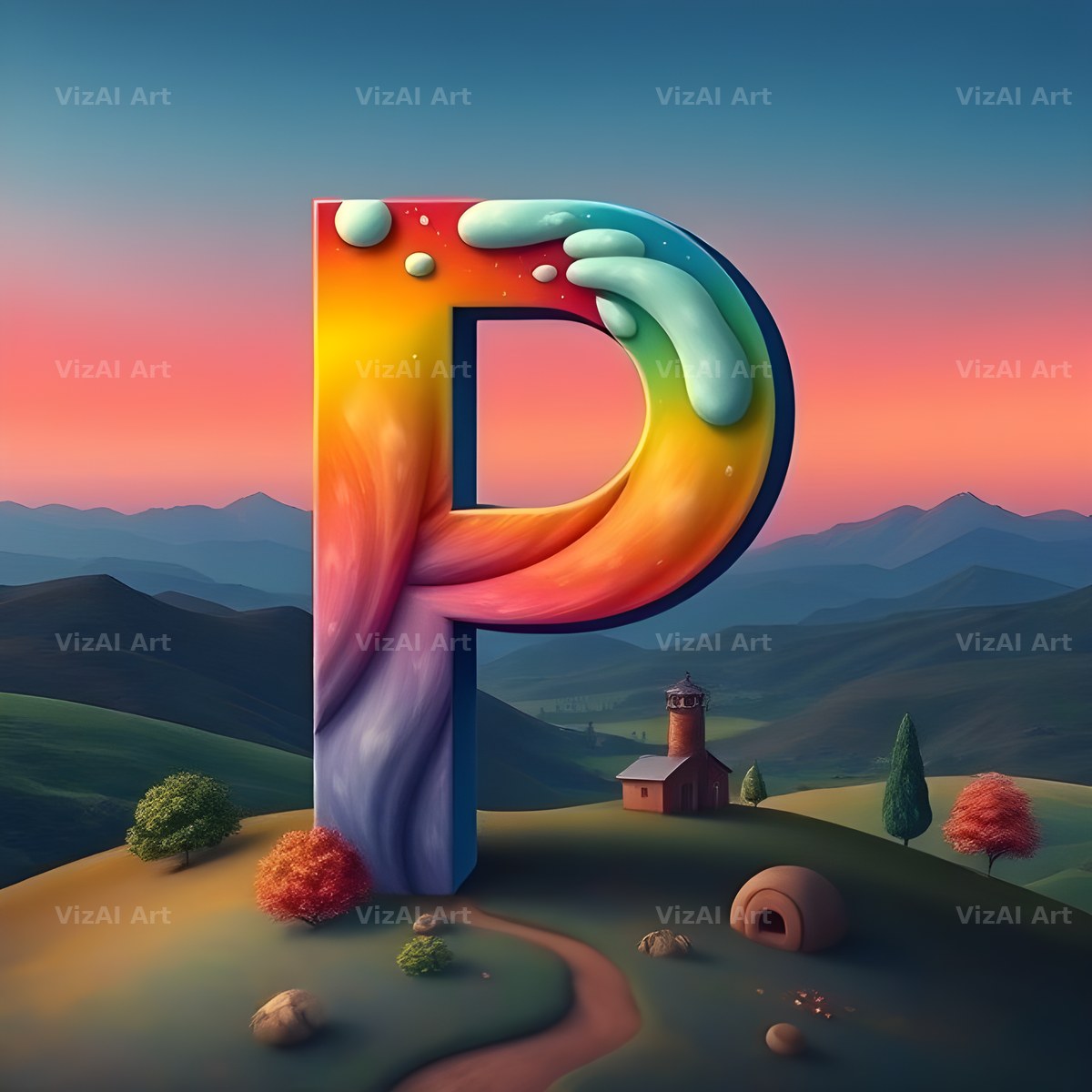 Surreal Dune Paint alphabet letter P