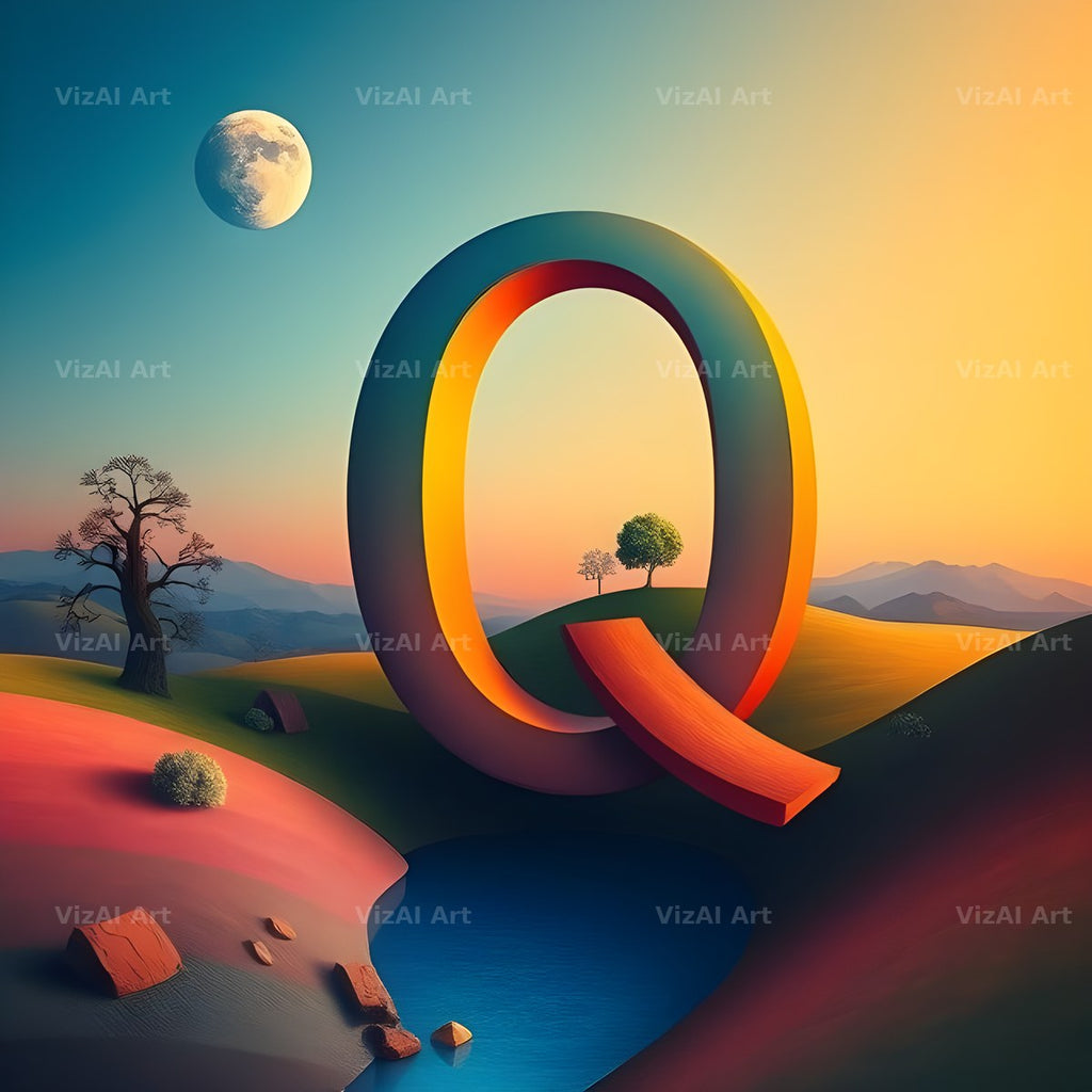 Surreal Dune Paint alphabet letter Q