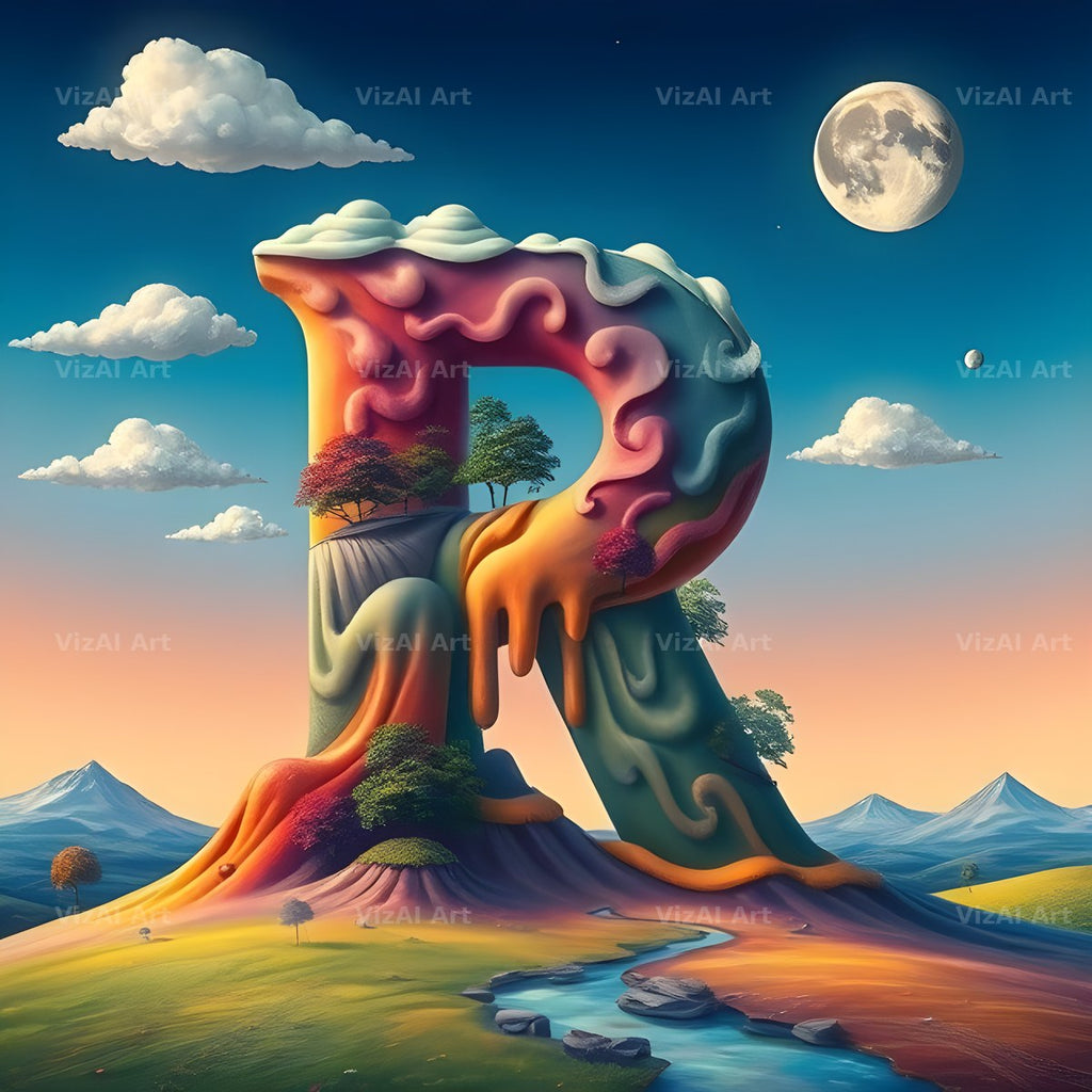 Surreal Dune Paint alphabet letter R