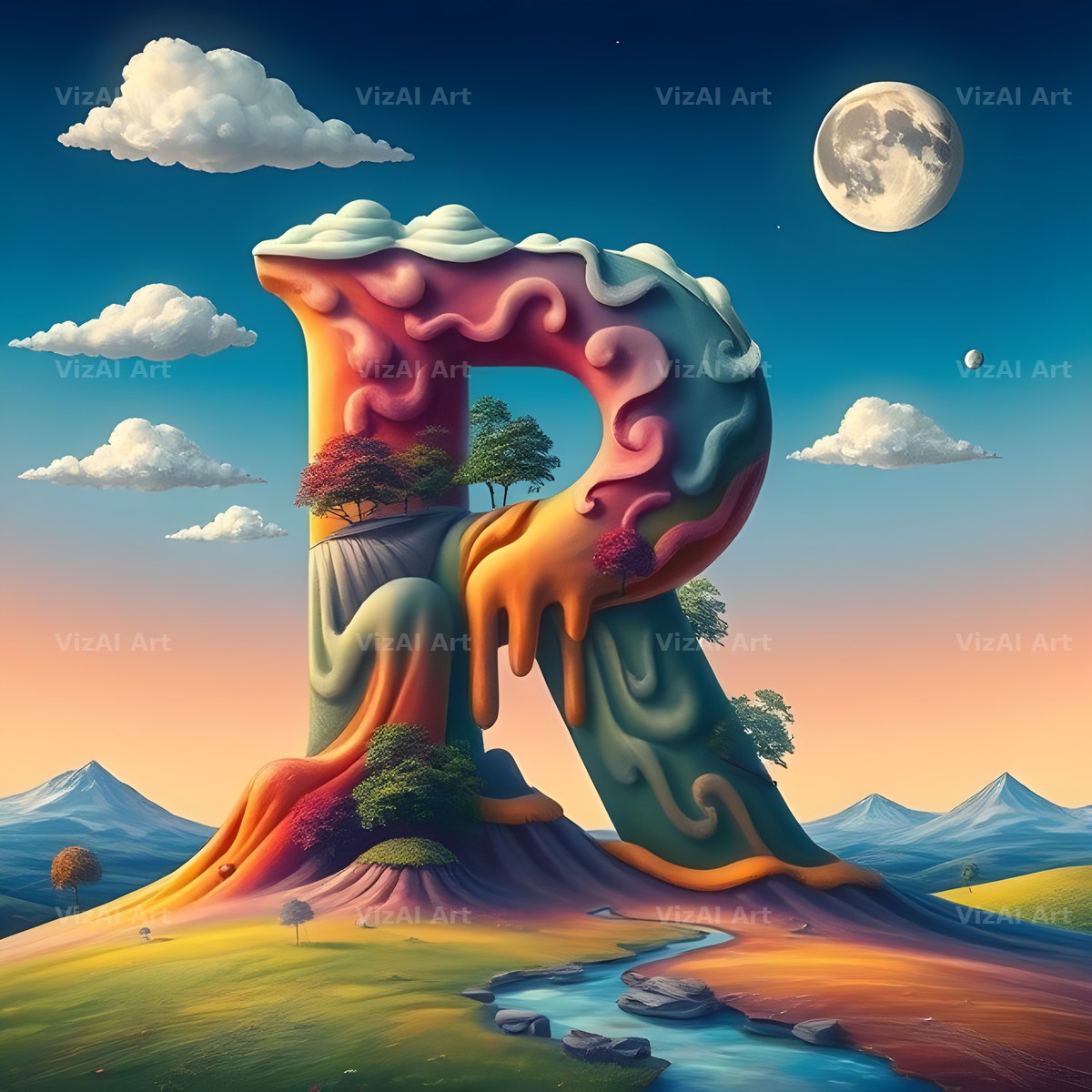 Surreal Dune Paint alphabet letter R