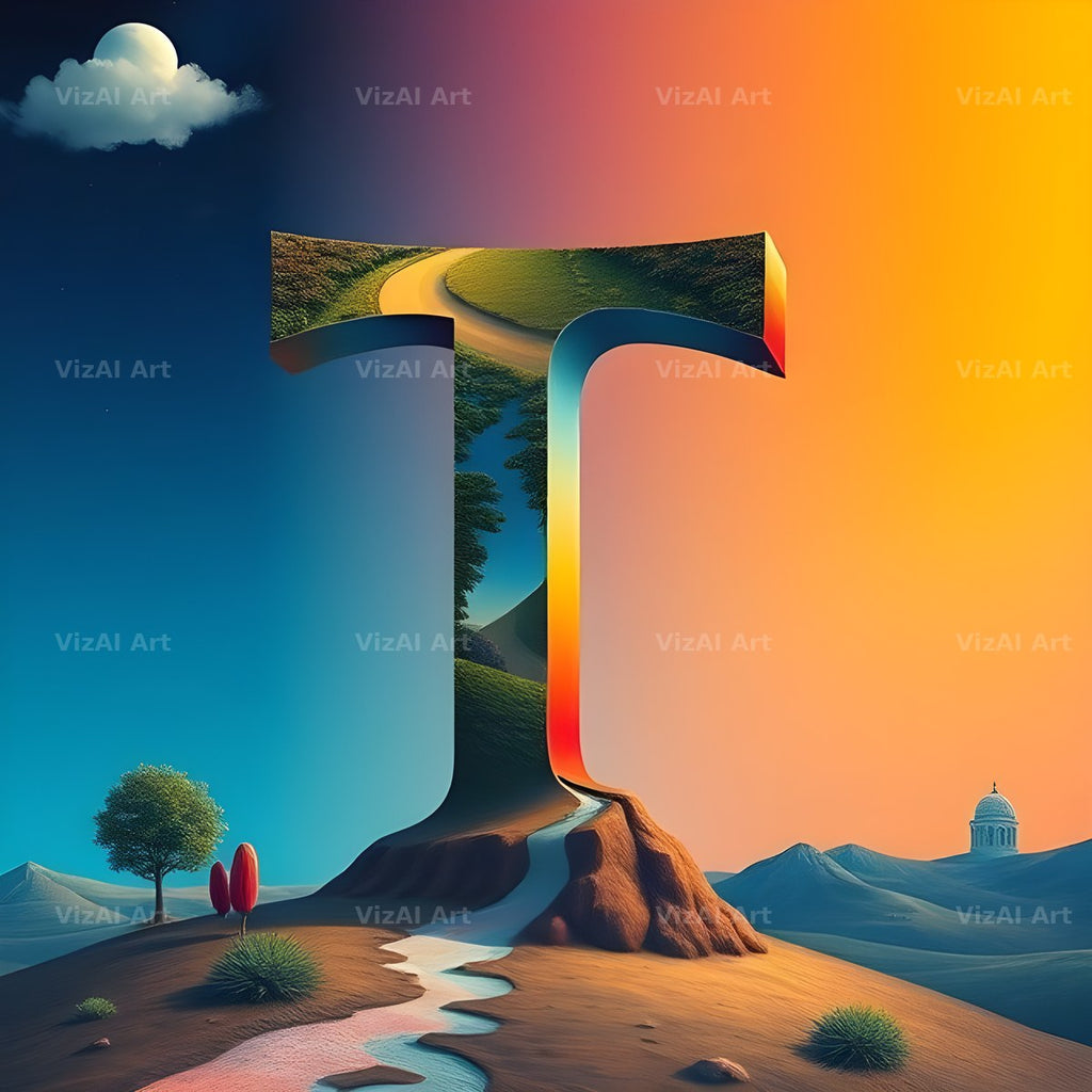Surreal Dune Paint alphabet letter T