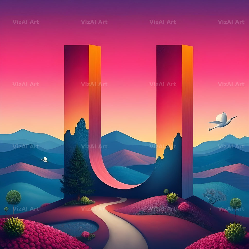 Surreal Dune Paint alphabet letter U