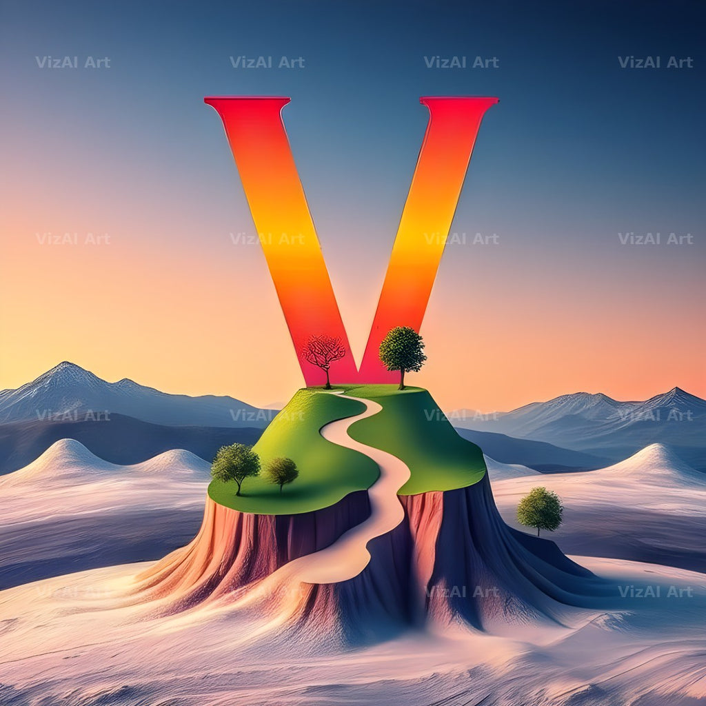 Surreal Dune Paint alphabet letter V