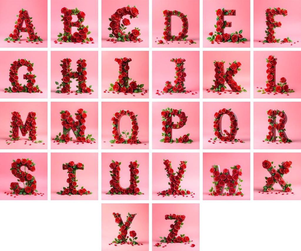 Scarlet Rose alphabet — all 26 letters