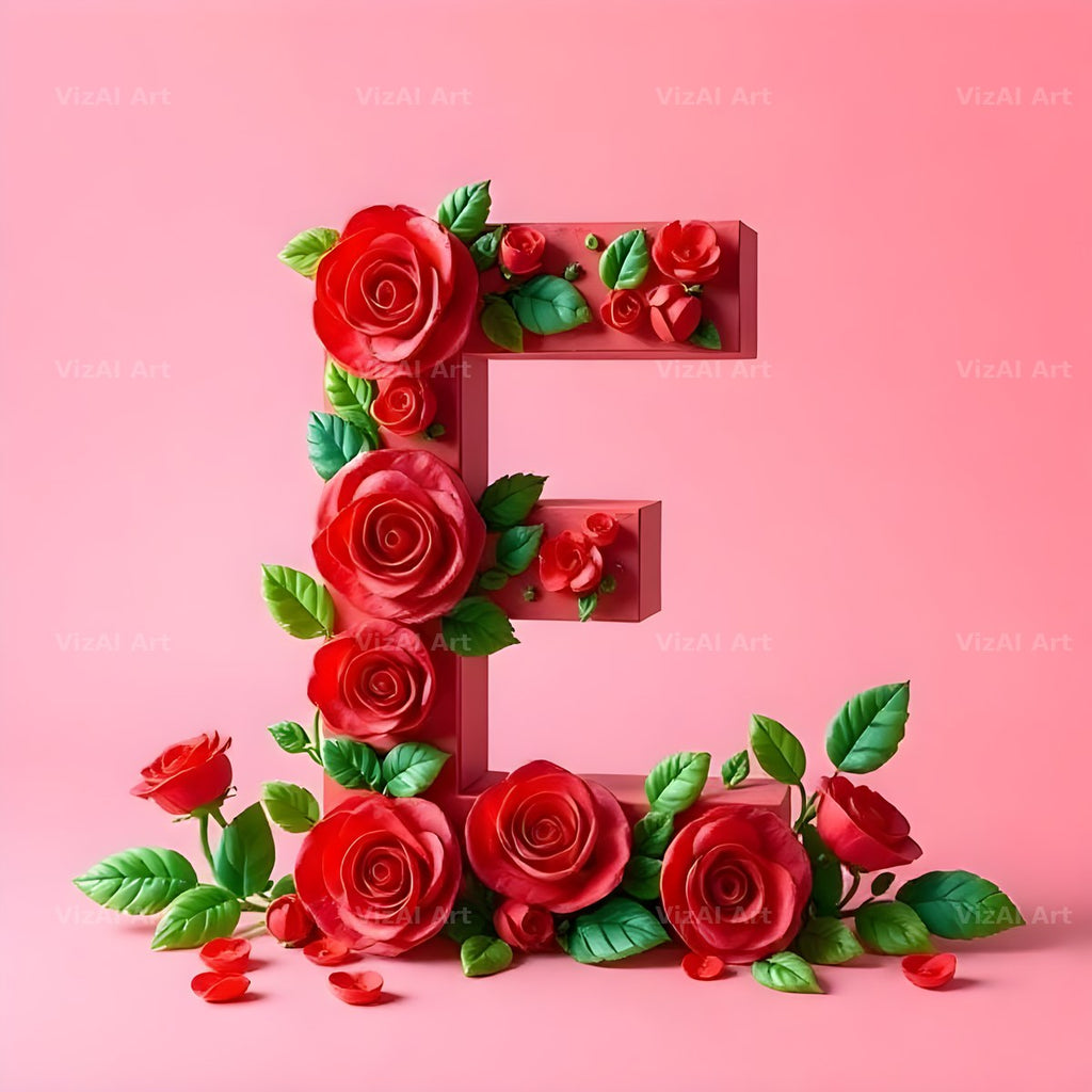 Scarlet Rose alphabet letter E
