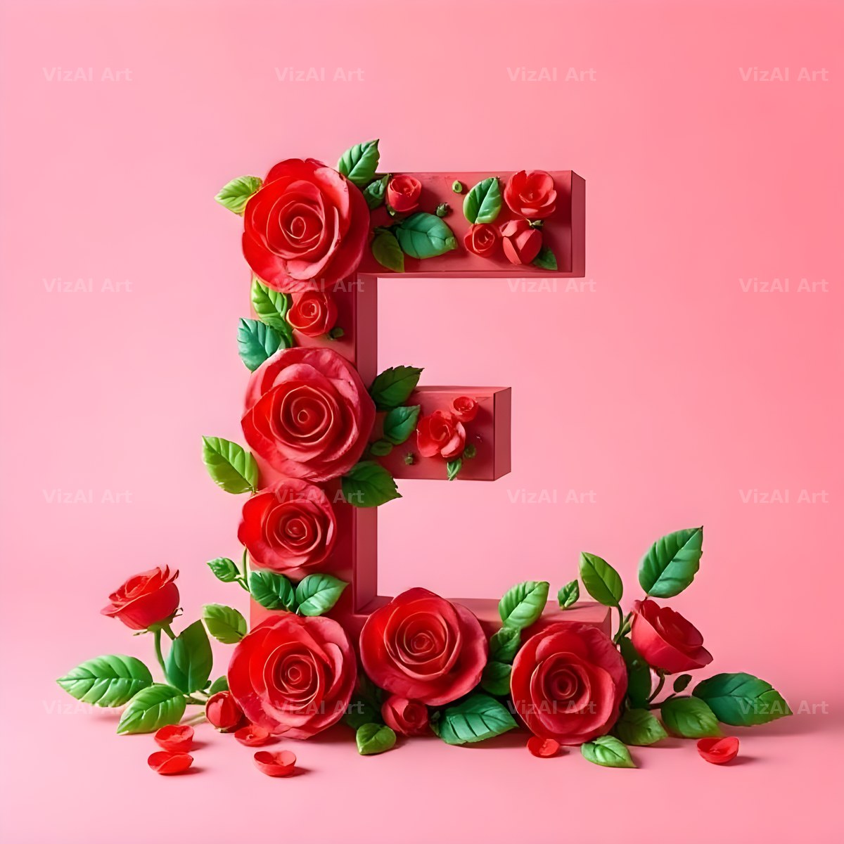 Scarlet Rose alphabet letter E