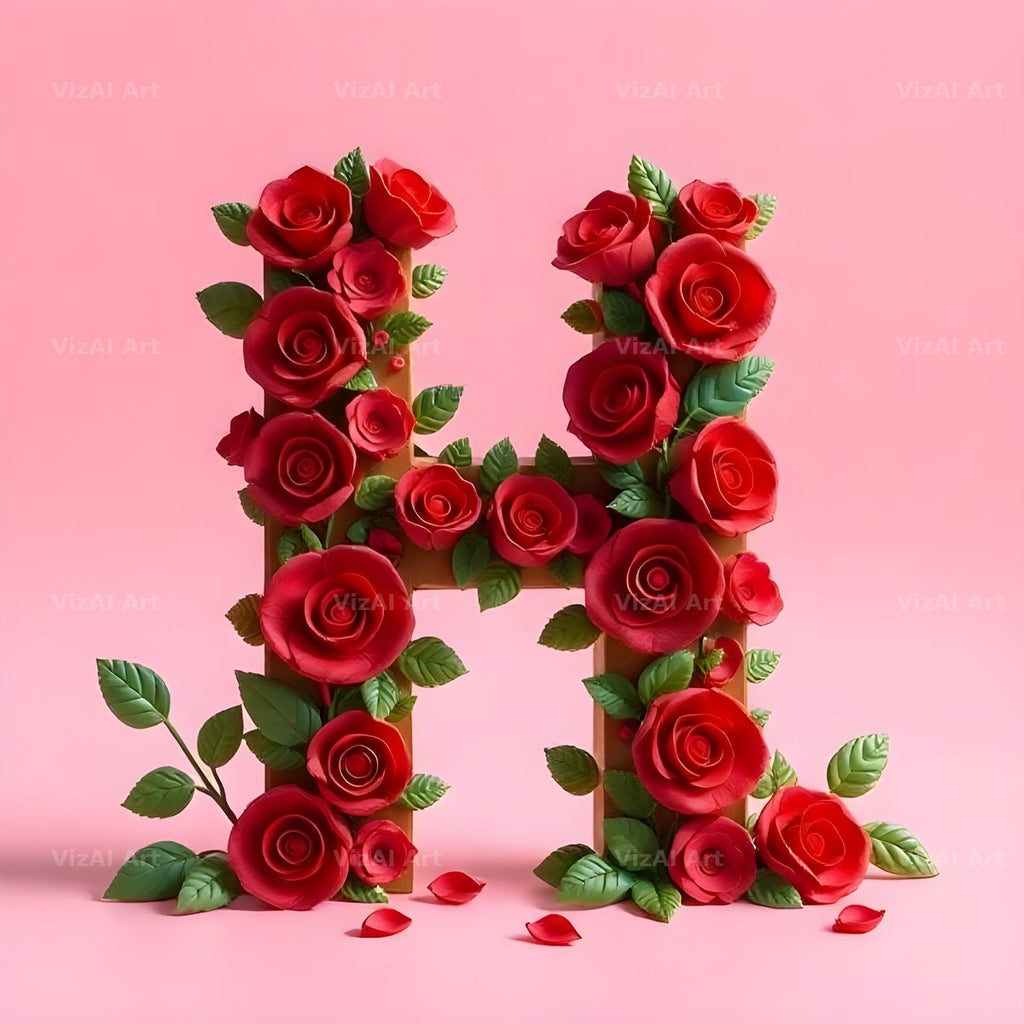 Scarlet Rose alphabet letter H