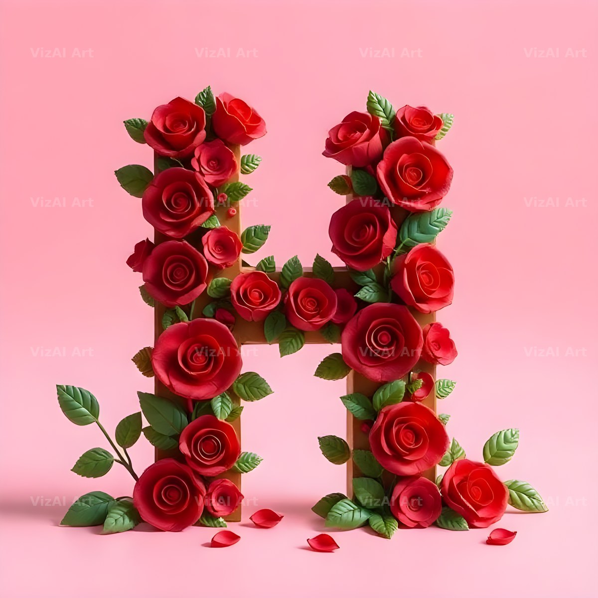 Scarlet Rose alphabet letter H