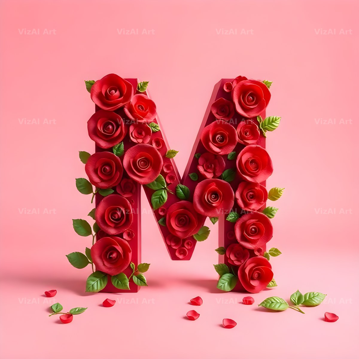 Scarlet Rose alphabet letter M