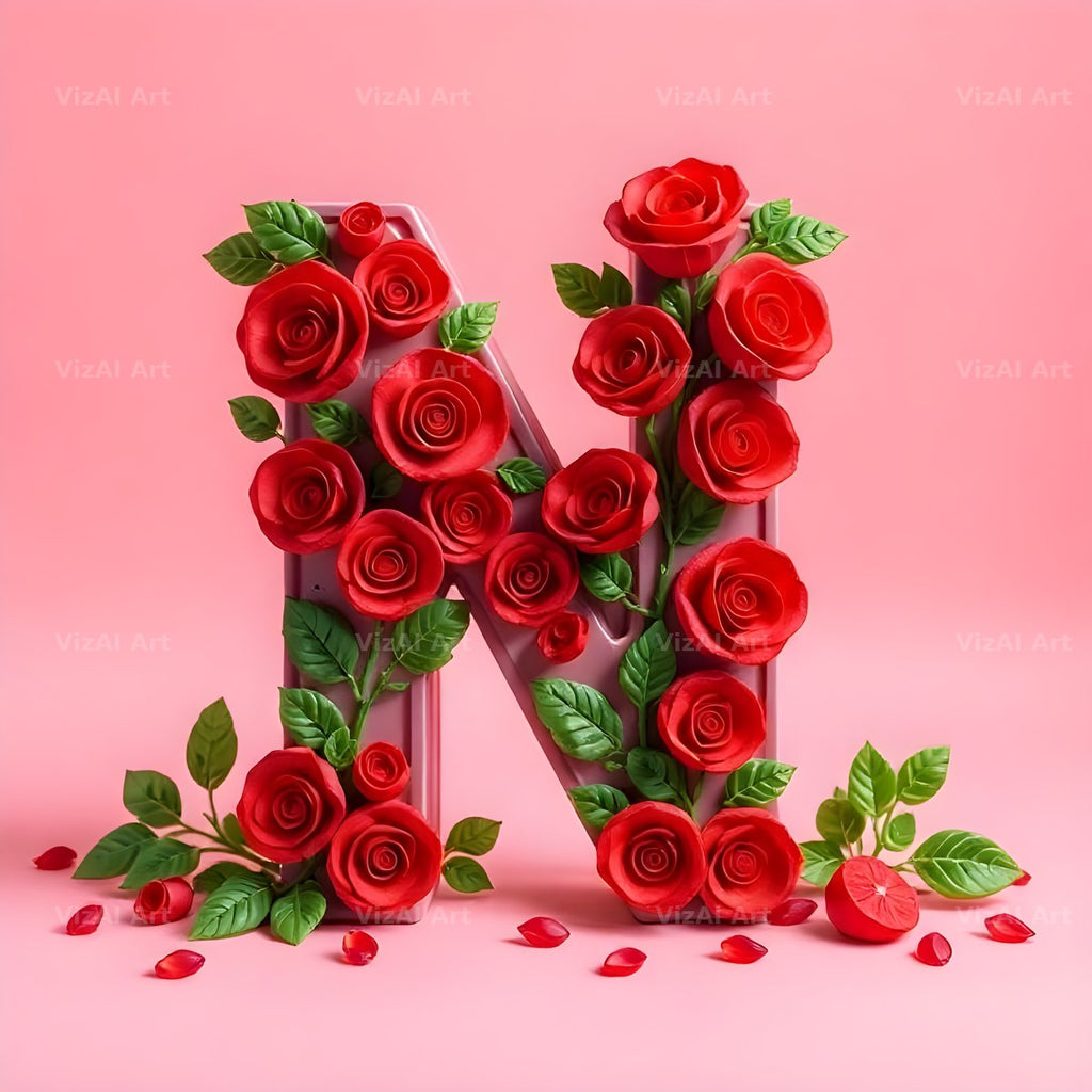 Scarlet Rose alphabet letter N