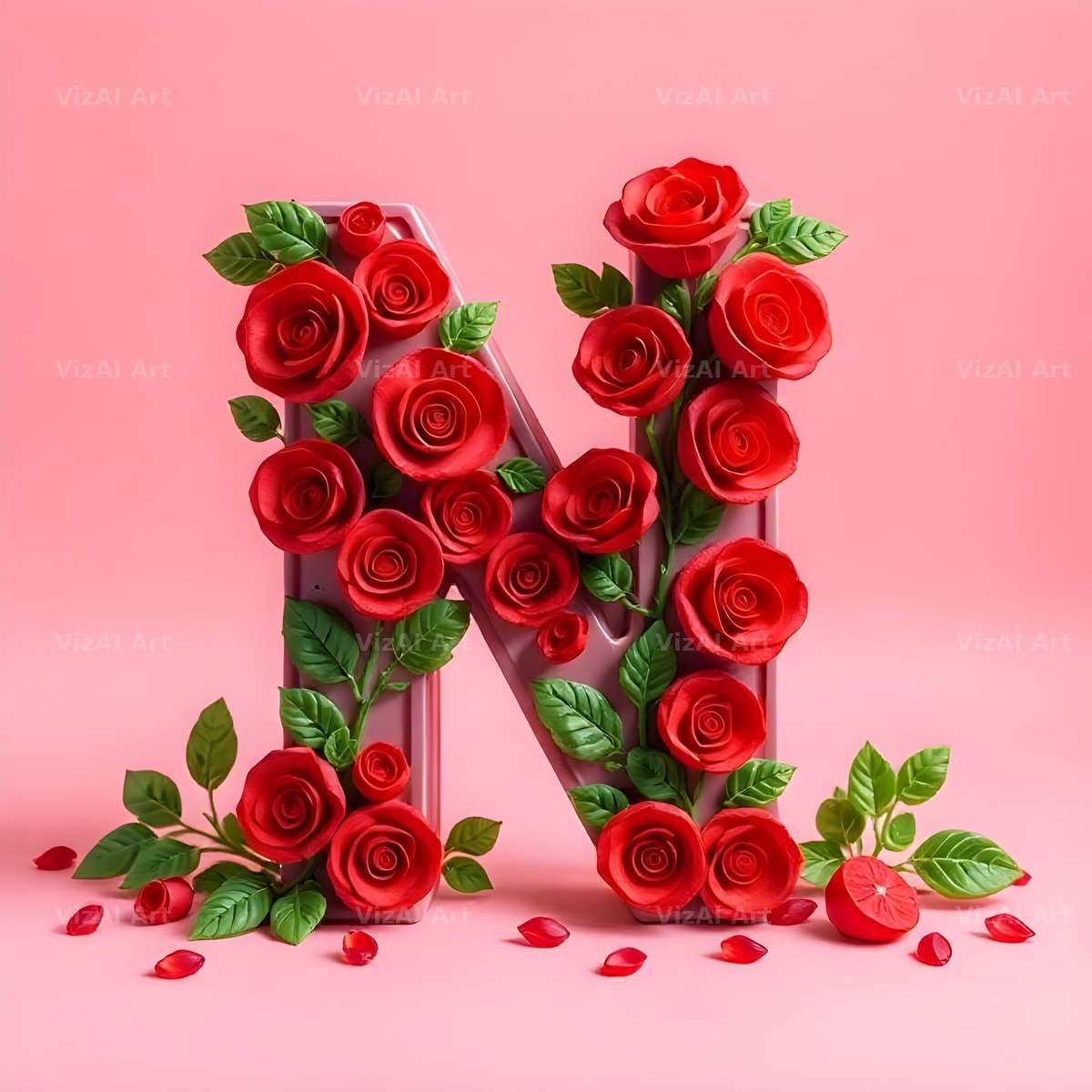 Scarlet Rose alphabet letter N