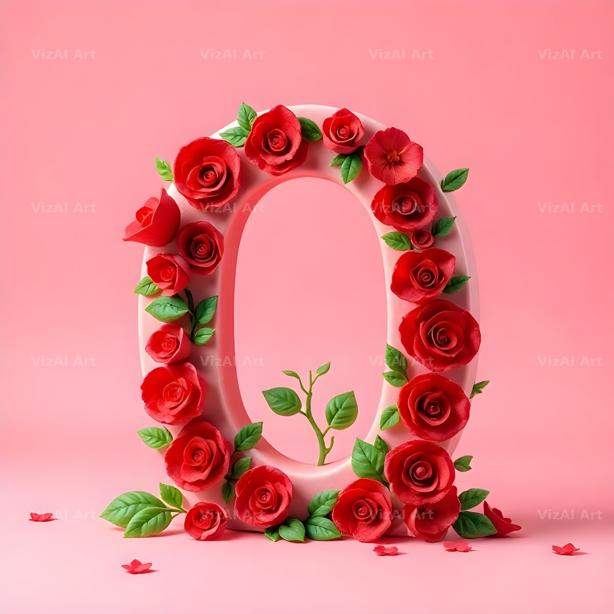 Scarlet Rose alphabet letter O