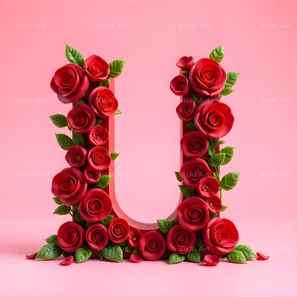Scarlet Rose alphabet letter U