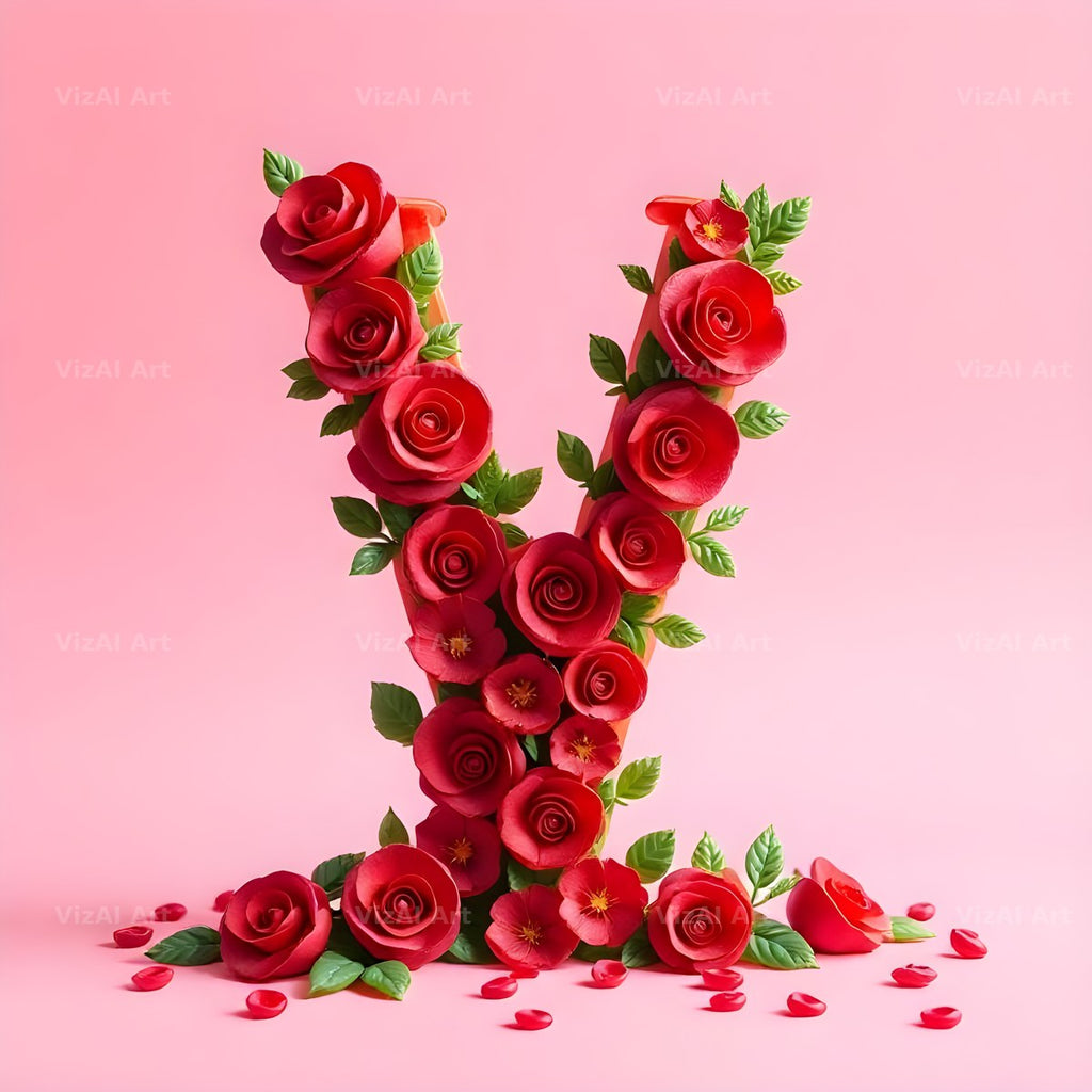 Scarlet Rose alphabet letter V