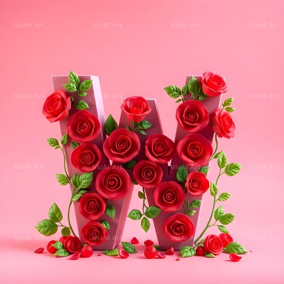 Scarlet Rose alphabet letter W