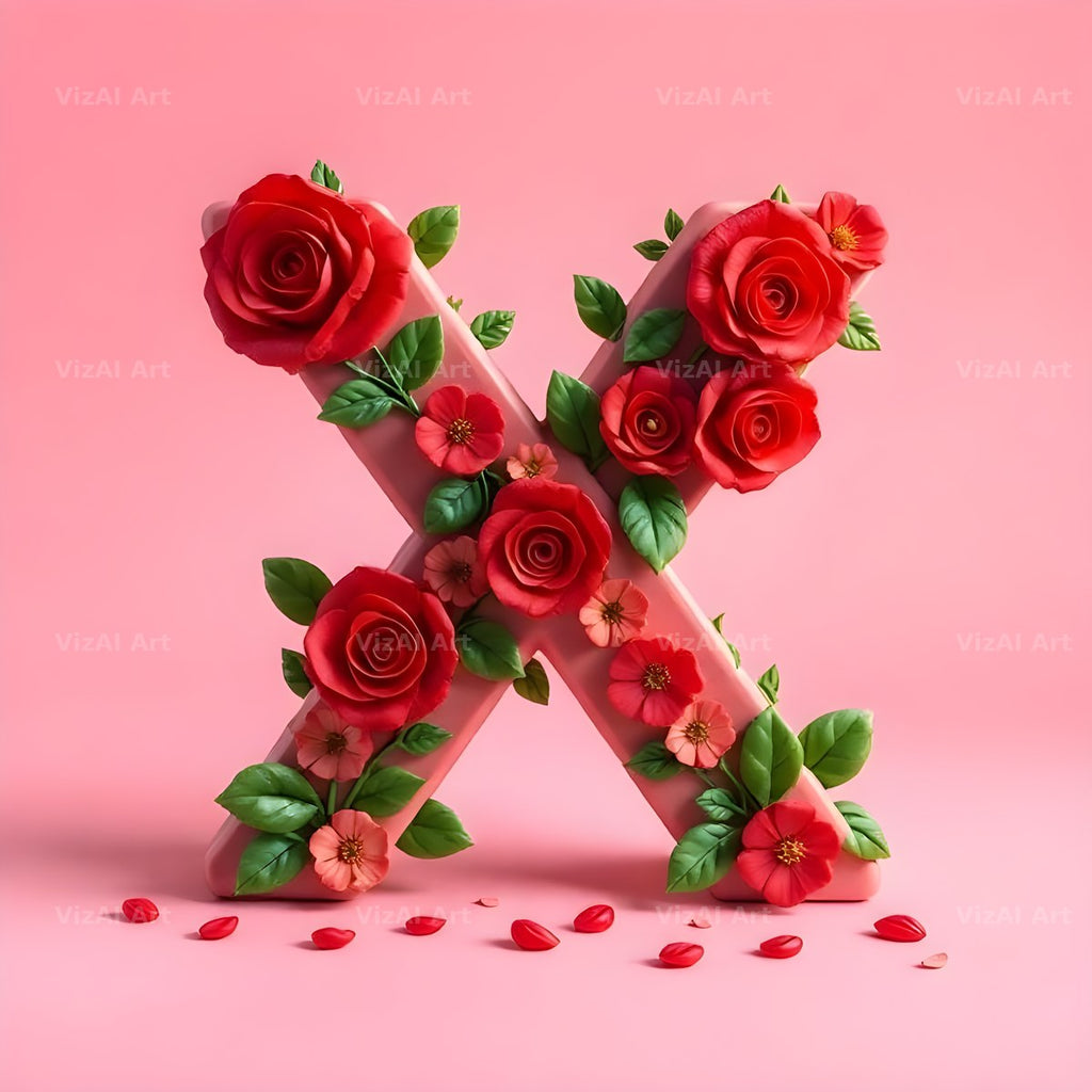 Scarlet Rose alphabet letter X