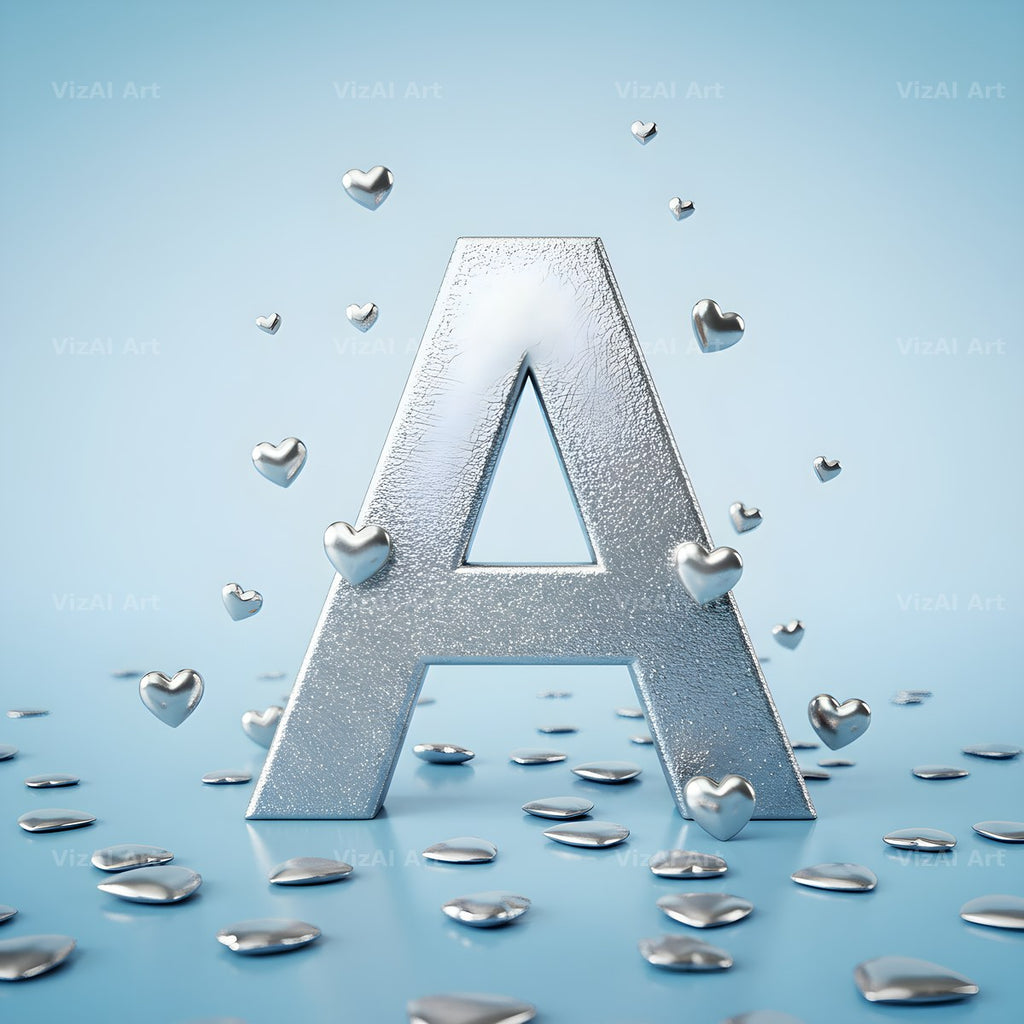 Silver Heart Frost alphabet letter A