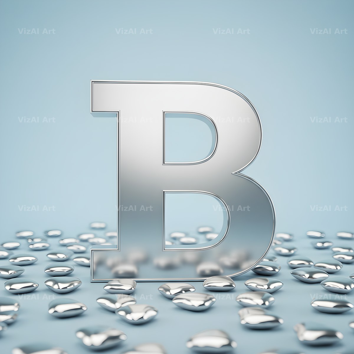 Silver Heart Frost alphabet letter B
