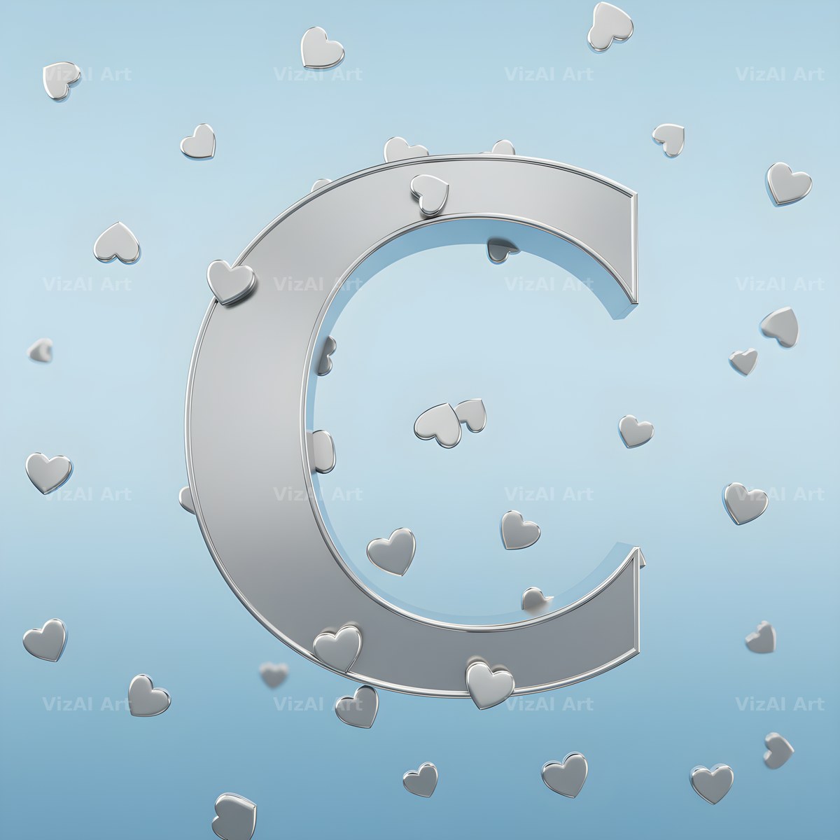 Silver Heart Frost alphabet letter C