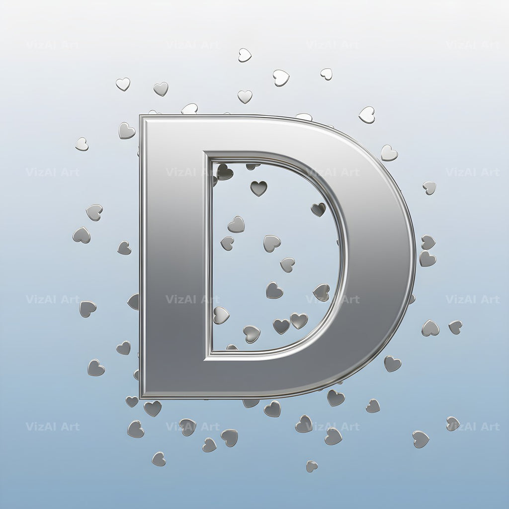 Silver Heart Frost alphabet letter D