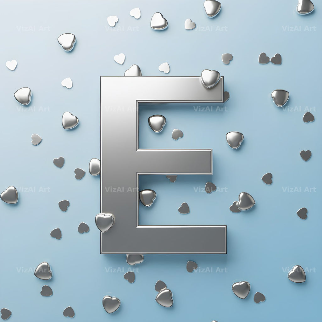 Silver Heart Frost alphabet letter E