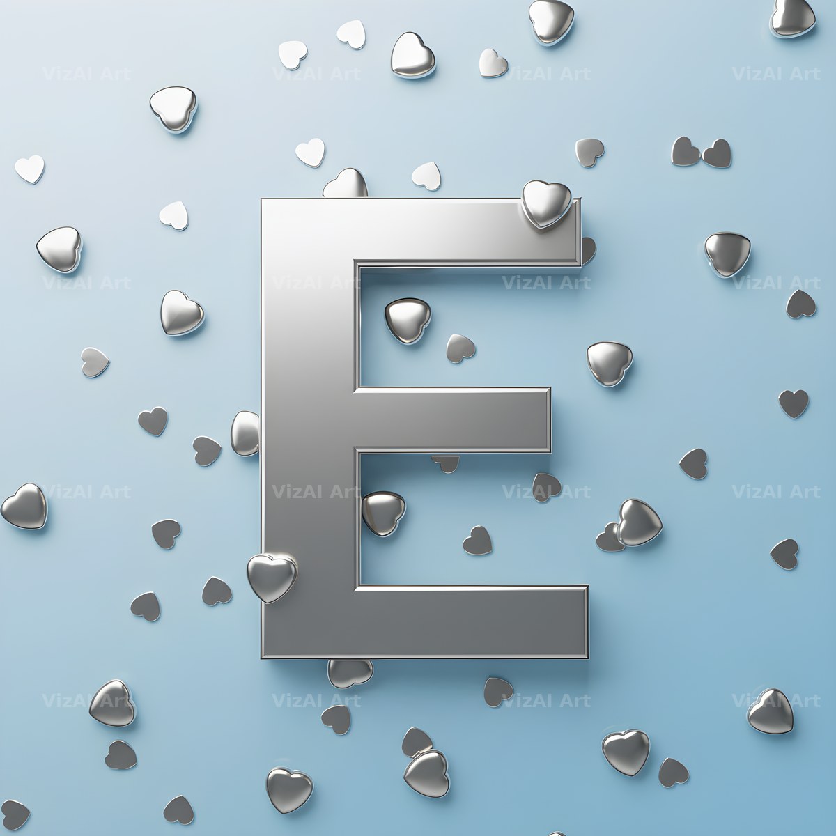 Silver Heart Frost alphabet letter E