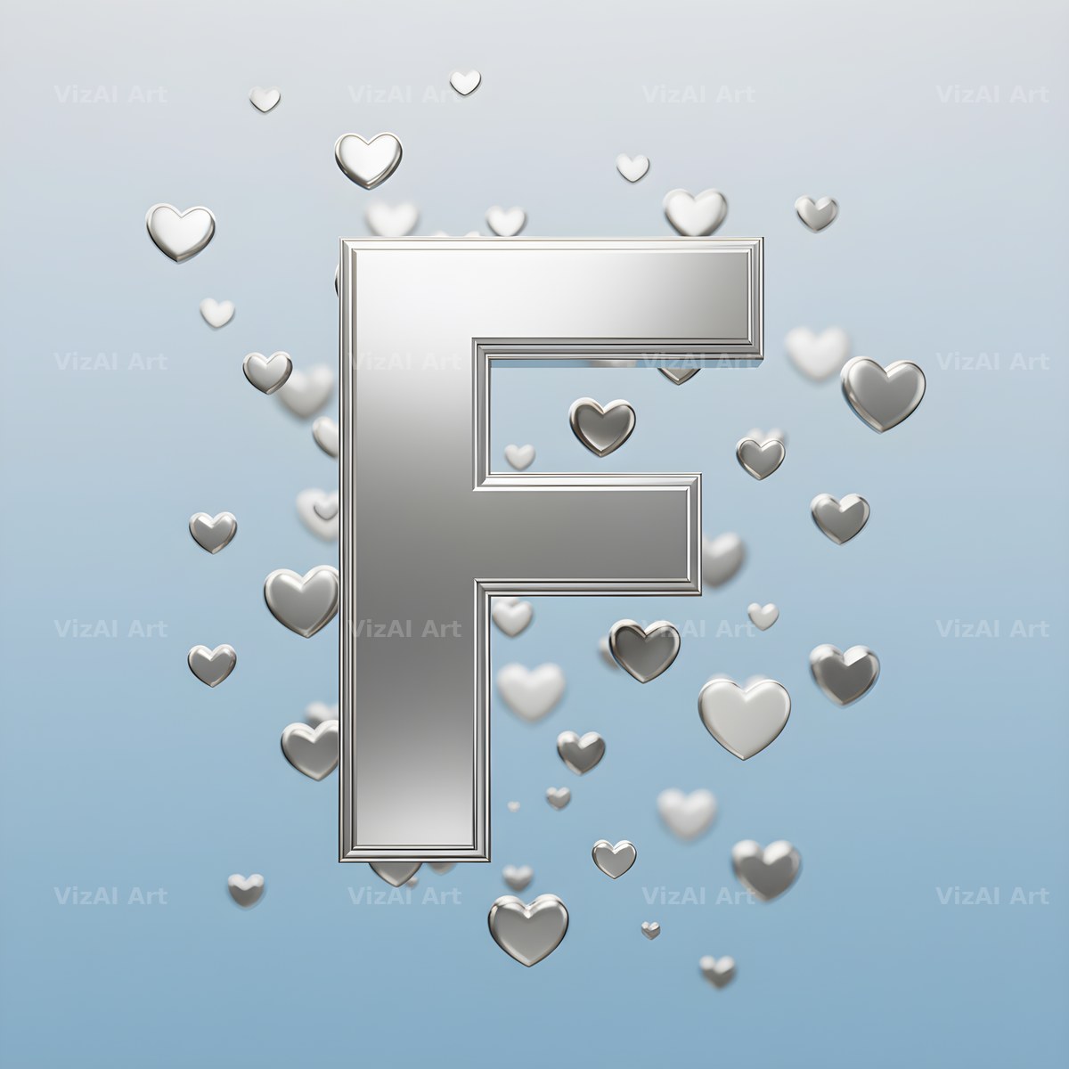 Silver Heart Frost alphabet letter F