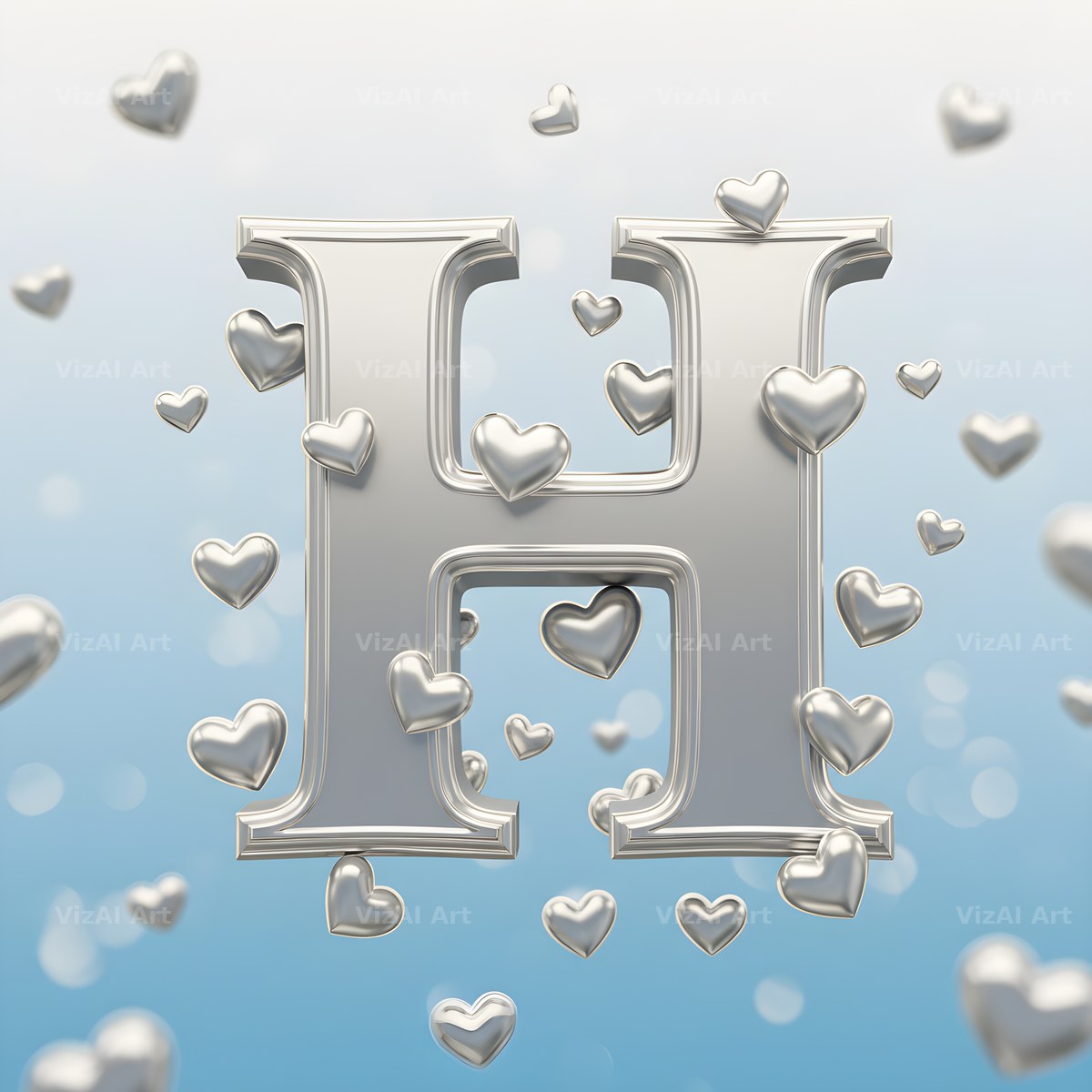 Silver Heart Frost alphabet letter H