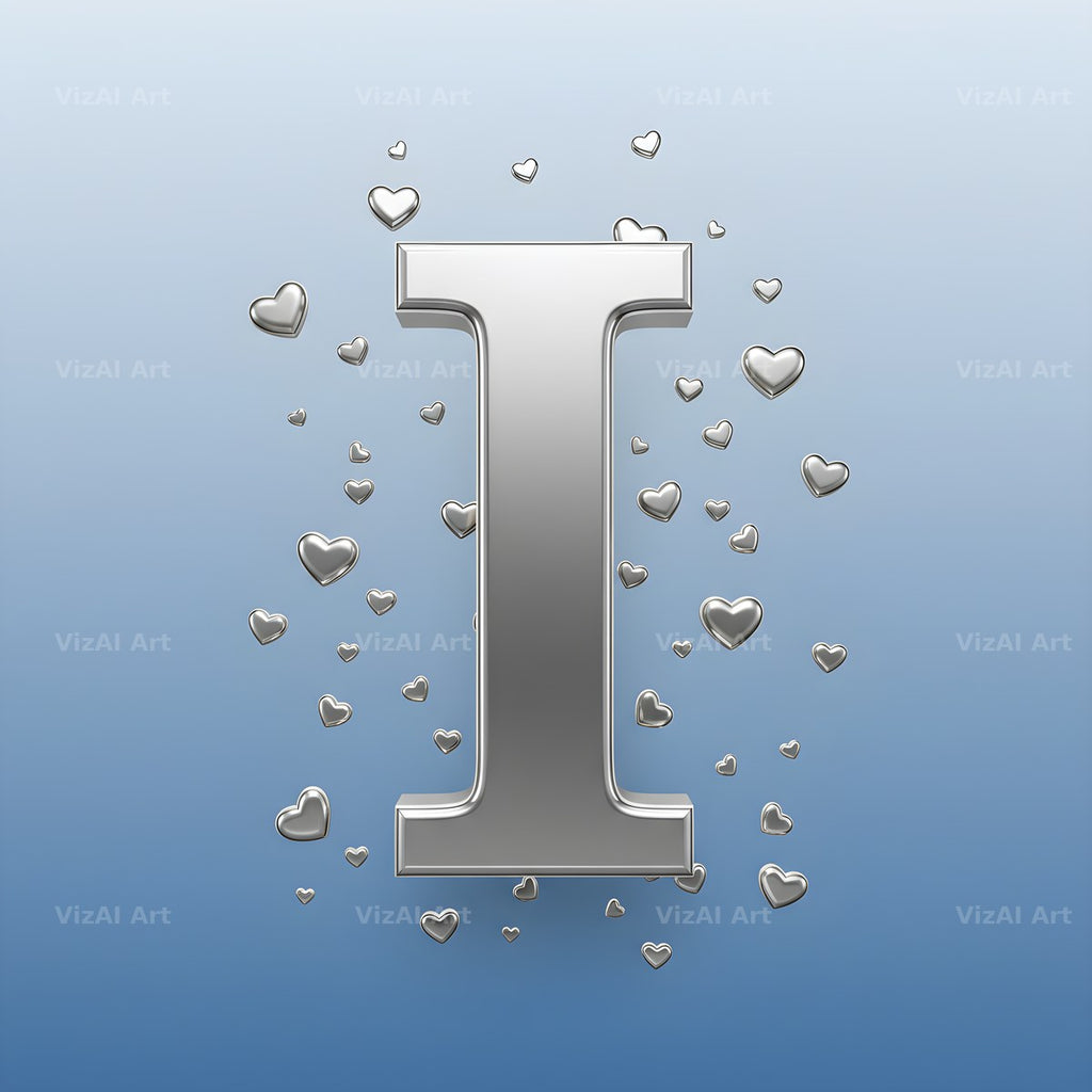 Silver Heart Frost alphabet letter I
