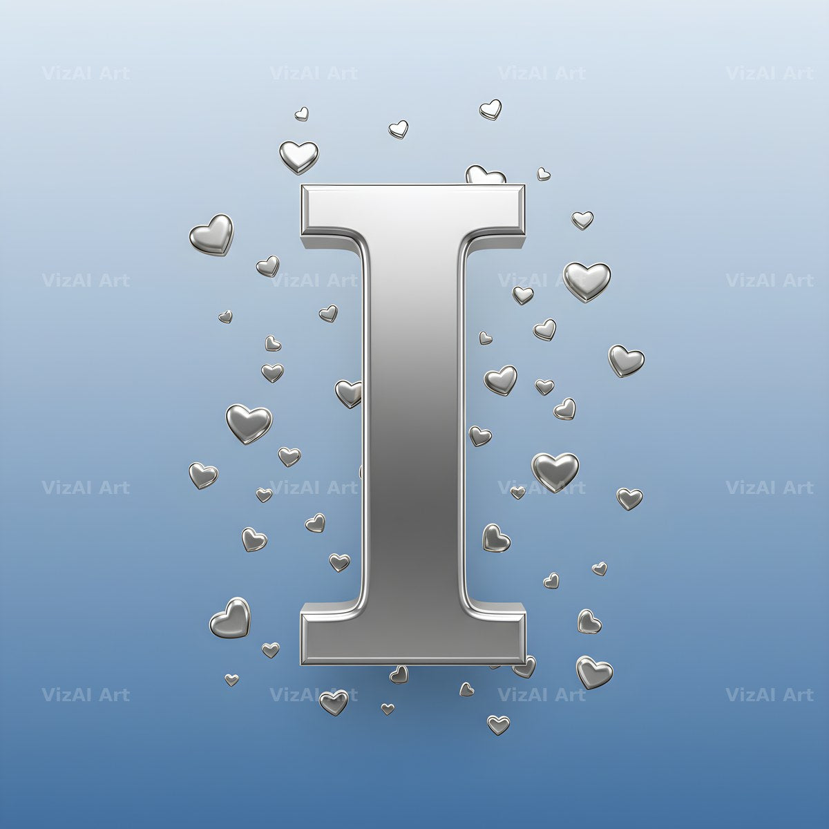 Silver Heart Frost alphabet letter I