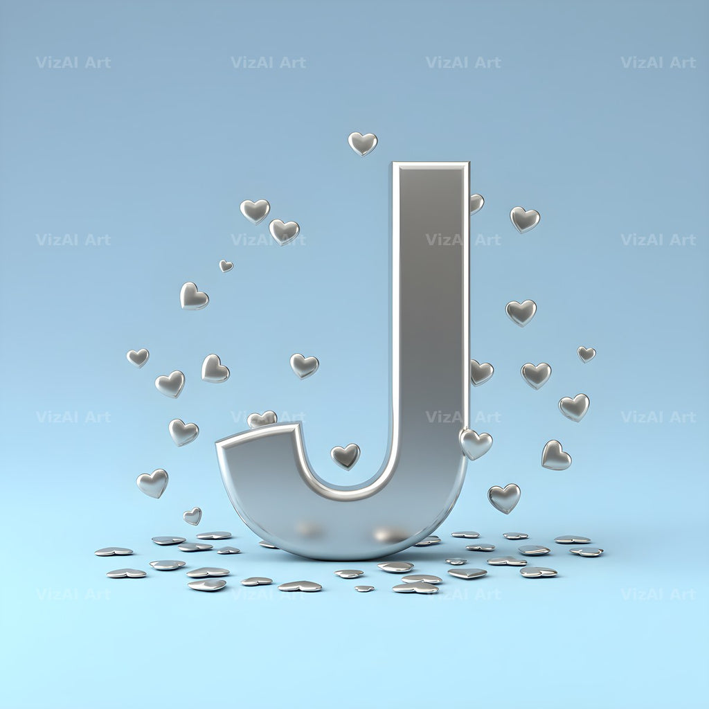Silver Heart Frost alphabet letter J