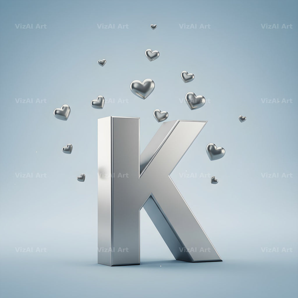 Silver Heart Frost alphabet letter K