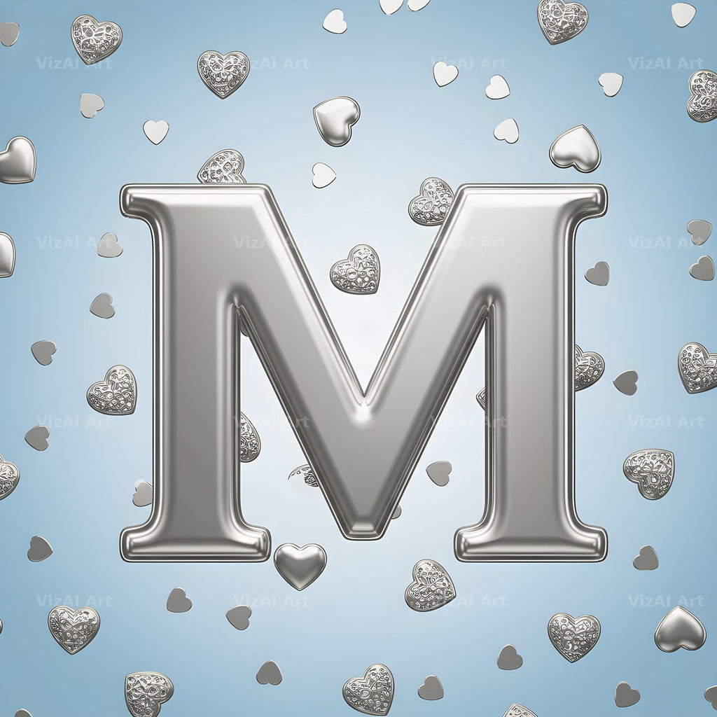 Silver Heart Frost alphabet letter M