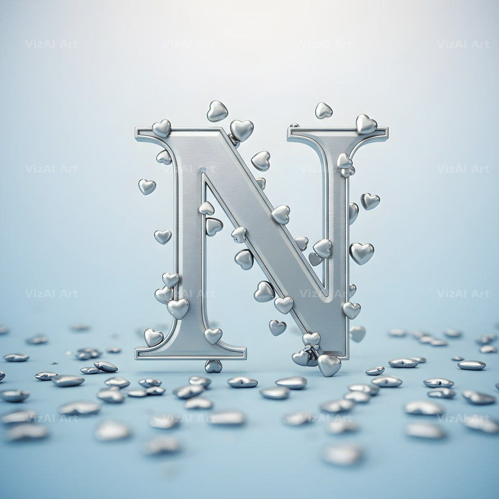 Silver Heart Frost alphabet letter N