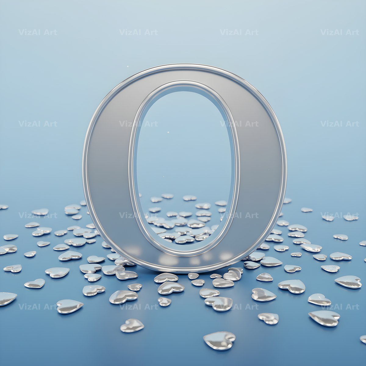 Silver Heart Frost alphabet letter O