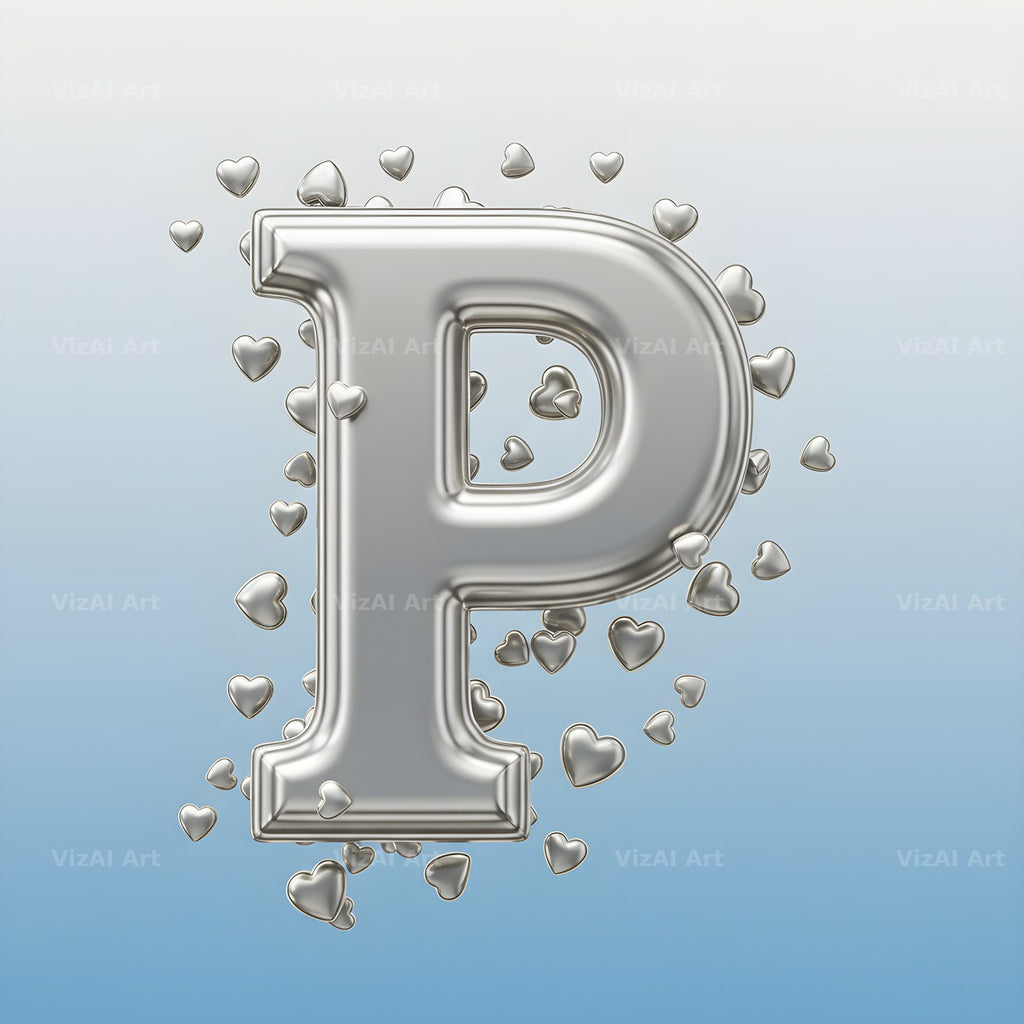 Silver Heart Frost alphabet letter P