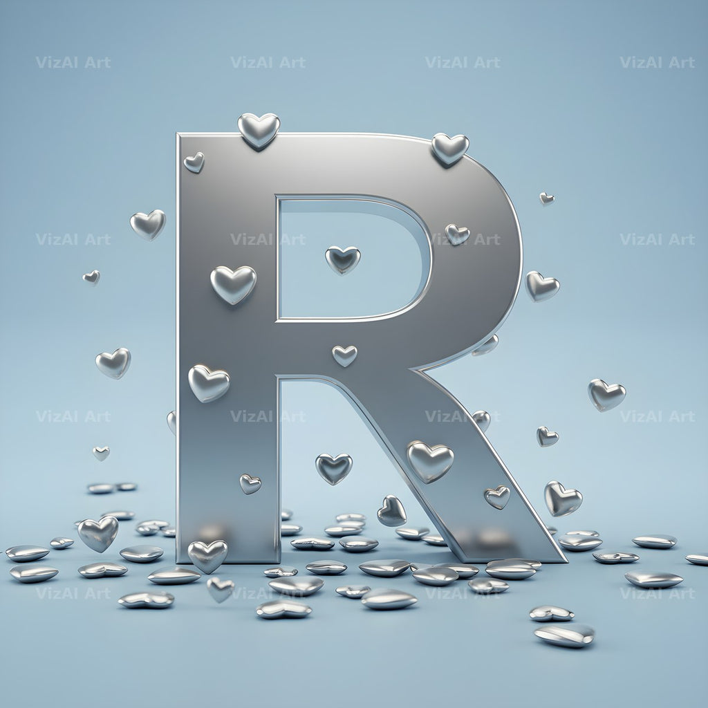 Silver Heart Frost alphabet letter R
